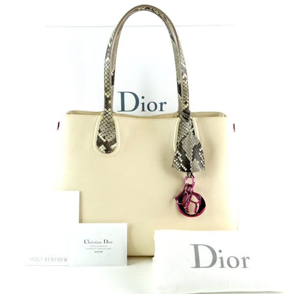 Addict Calf Leather Python Handles Shopping Tote Bag - Image 13