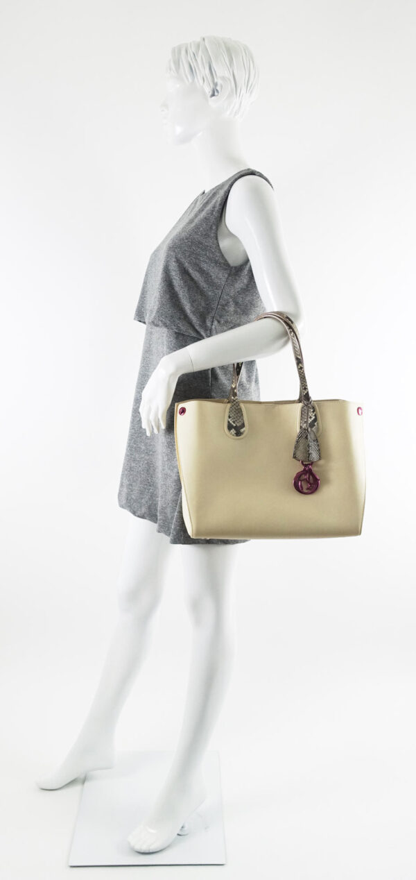 Addict Calf Leather Python Handles Shopping Tote Bag - Image 12