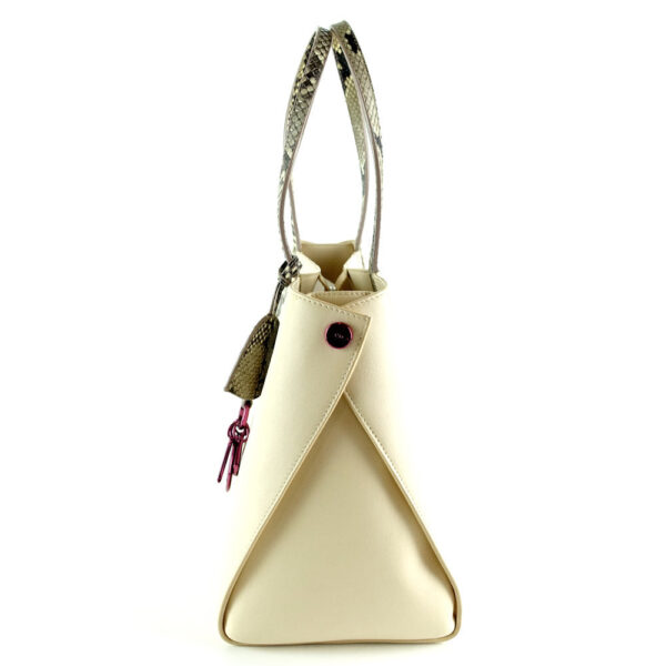 Addict Calf Leather Python Handles Shopping Tote Bag - Image 2